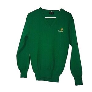BLARNEY CASTLE "Ireland" Green‎ Shamrock Sweater St Patrick Men's 40 L Vintage